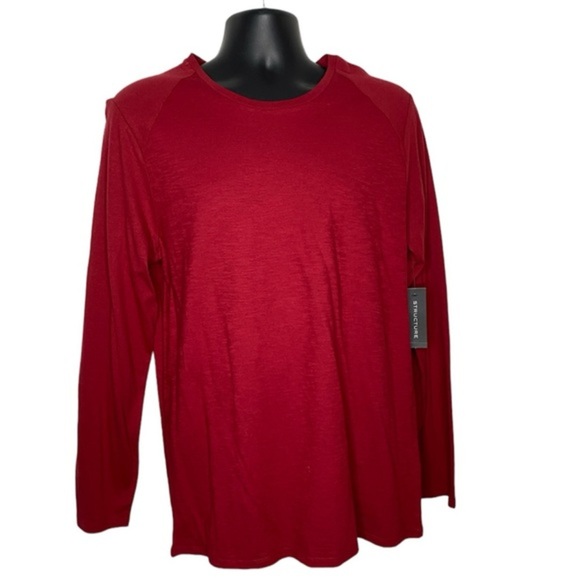 Structure Classic Long Sleeve Crewneck Shirt (Size:L, Color:Red) - Picture 1 of 4